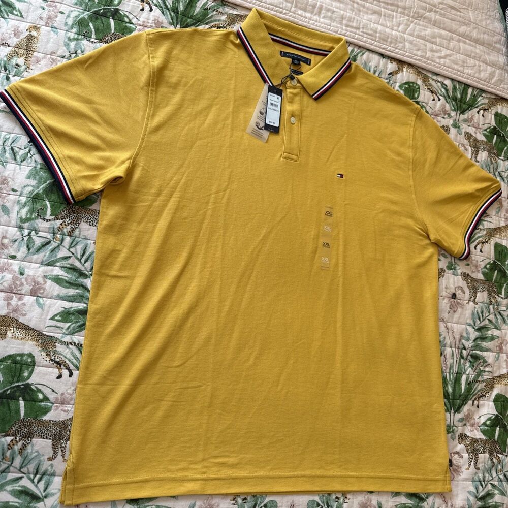 Tommy Hilfiger Men's Regular Fit Wicking Short Sleeve Polo Yellow NWT